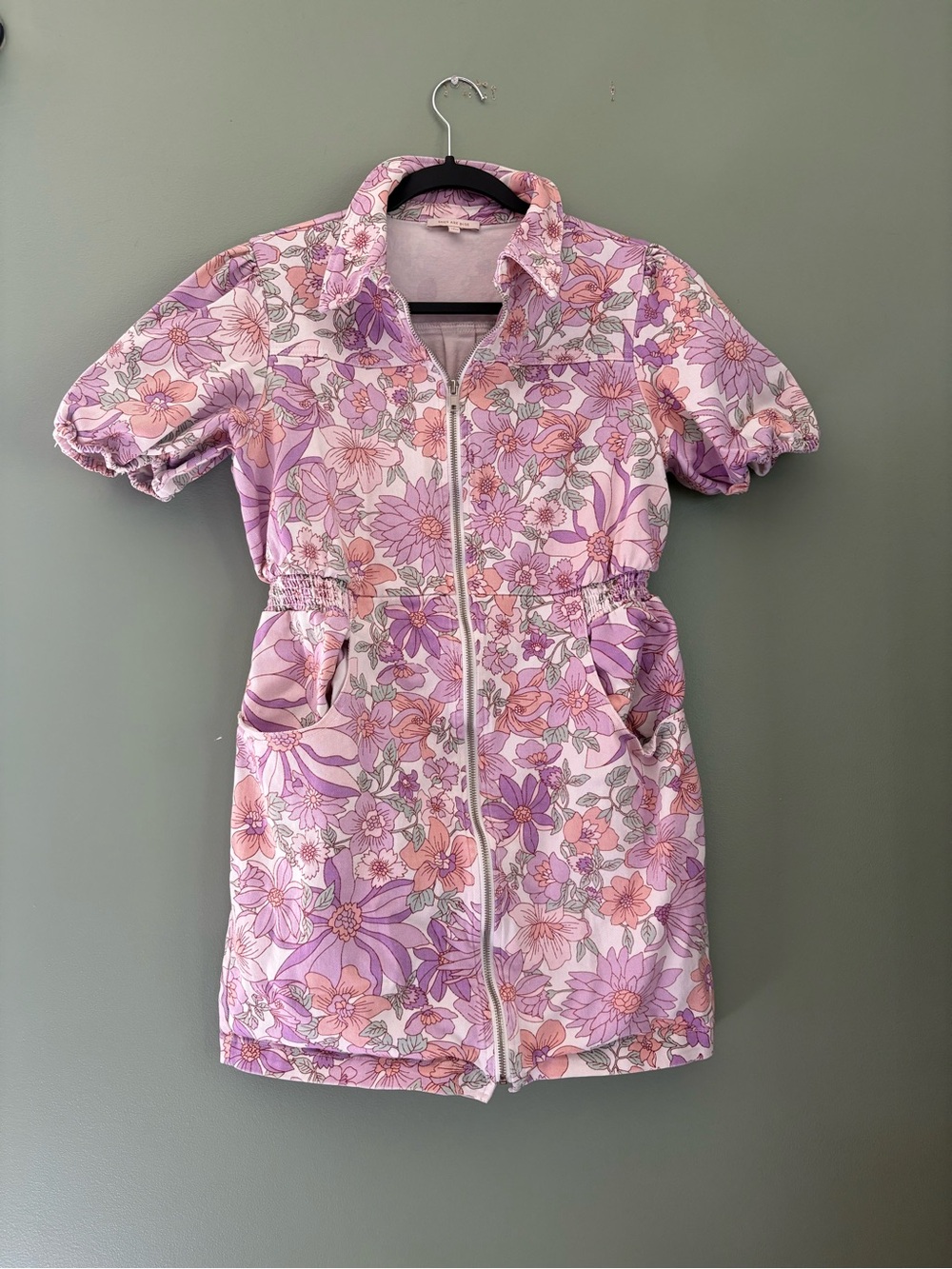 Skies Are Blue Pink & Lavender Floral Zip-Front Dress